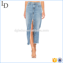 Factory directly sale women long maxi skirt with slit denim skirt